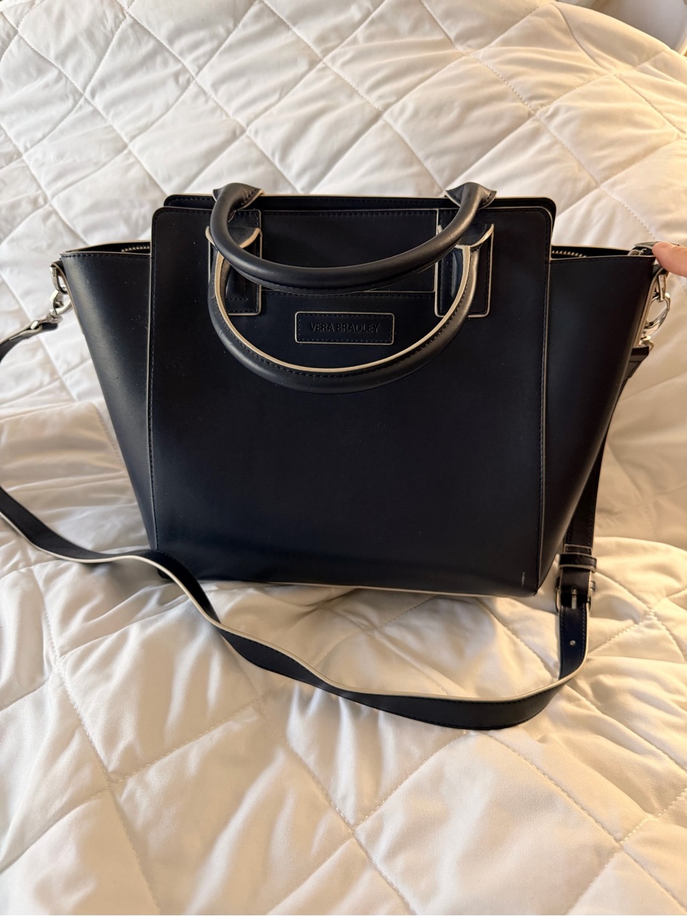 Vera Bradley Navy Structured Satchel with Detachable Strap